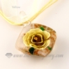flower inside lampwork murano glass necklaces pendants jewelry yellow