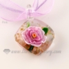 flower inside lampwork murano glass necklaces pendants jewelry pink