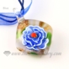 flower inside lampwork murano glass necklaces pendants jewelry blue