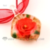 flower inside lampwork murano glass necklaces pendants jewelry red