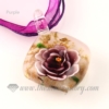 flower inside lampwork murano glass necklaces pendants jewelry purple