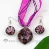 flower olive venetian murano glass pendants and earrings jewelry purple