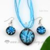 flower olive venetian murano glass pendants and earrings jewelry light blue