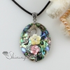 flower patchwork sea water rainbow abalone yellow black oyster shell mother of pearl necklaces pendants design B