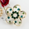 flower rhinestone openwork scarf brooch pin jewelry green