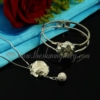flower rose necklaces and snap bangle bracelets jewelry sets silver