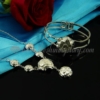 flower rose necklaces and snap bangles bracelets jewelry sets silver
