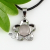 flower round quartz glass opal agate semi precious stone necklaces pendants design B