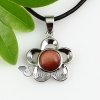 flower round quartz glass opal agate semi precious stone necklaces pendants design C