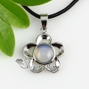 flower round quartz glass opal agate semi precious stone necklaces pendants design D