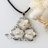flower round white seashell mother of pearl oyster sea shell freshwater pearl necklaces pendants design B