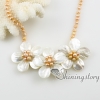 flower sea water white oyster shelland freshwater pearl necklaces design A