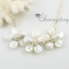 flower sea water white oyster shelland freshwater pearl necklaces design B
