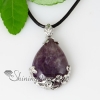 flower teardrop semi precious stone amethyst tiger's-eye rose quartz necklaces pendants design A