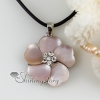 flower white oyster shell pink oyster shell penguin oyster shell rhinestone necklaces pendants design A