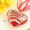 foil heart lines lampwork murano glass necklaces pendants jewelry red