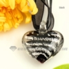 foil heart lines lampwork murano glass necklaces pendants jewelry black