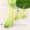 foil venetian murano glass pendants and earrings jewelry green