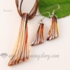 foil venetian murano glass pendants and earrings jewelry brown