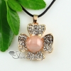 four clover round rose quartz amethyst jade agate tigereye semi precious stone rhinestone necklaces pendants design E