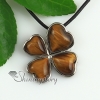 four clover tiger's-eye natural semi precious stone pendant necklaces design B