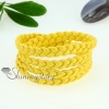 four layer woven leather wrap bracelets unisex yellow