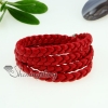 four layer woven leather wrap bracelets unisex red