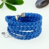 four layer woven leather wrap bracelets unisex blue