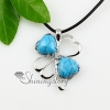 four leaf shamrock heart tigereye turquoise agate semi precious stone necklaces pendants design B