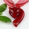 fox lampwork murano glass necklace pendants jewellery red