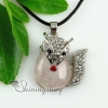 fox oval rose quartz amethyst glass opal jade agate semi precious stone rhinestone necklaces pendants design A