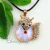 fox oval rose quartz amethyst glass opal jade agate semi precious stone rhinestone necklaces pendants design D