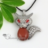 fox tiger's eye rose quartz glass opal jade natural semi precious stone rhinestone necklaces pendants design A