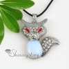 fox tiger's eye rose quartz glass opal jade natural semi precious stone rhinestone necklaces pendants design B