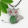 fox tiger's eye rose quartz glass opal jade natural semi precious stone rhinestone necklaces pendants design C