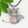 fox tiger's eye rose quartz glass opal jade natural semi precious stone rhinestone necklaces pendants design D