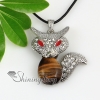 fox tiger's eye rose quartz glass opal jade natural semi precious stone rhinestone necklaces pendants design E