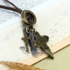 genuine leather antiquity silver cross christian pendant adjustable long necklaces design B