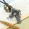 genuine leather antiquity silver cross christian pendant adjustable long necklaces design A