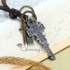 genuine leather antiquity silver key pendant adjustable long necklaces design A