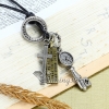 genuine leather antiquity silver key pendant adjustable long necklaces design B
