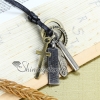 genuine leather antiquity silver leaf pendant adjustable long necklaces design B