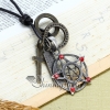 genuine leather antiquity silver openwork star pendant adjustable long necklaces design A