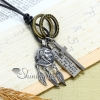 genuine leather antiquity silver round lady head pendant adjustable long necklaces design A