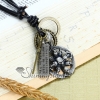 genuine leather antiquity silver skull pendant adjustable long necklaces design A