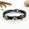 genuine leather charm wristbands toggle theer flower bracelets unisex design A