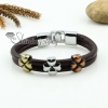 genuine leather charm wristbands toggle theer flower bracelets unisex design B
