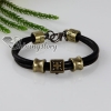 genuine leather charms bracelets unisex black