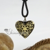 genuine leather copper locket heart flower adjustable long pendants necklaces antique punk gothic styole design A