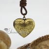 genuine leather copper locket heart flower adjustable long pendants necklaces antique punk gothic styole design B